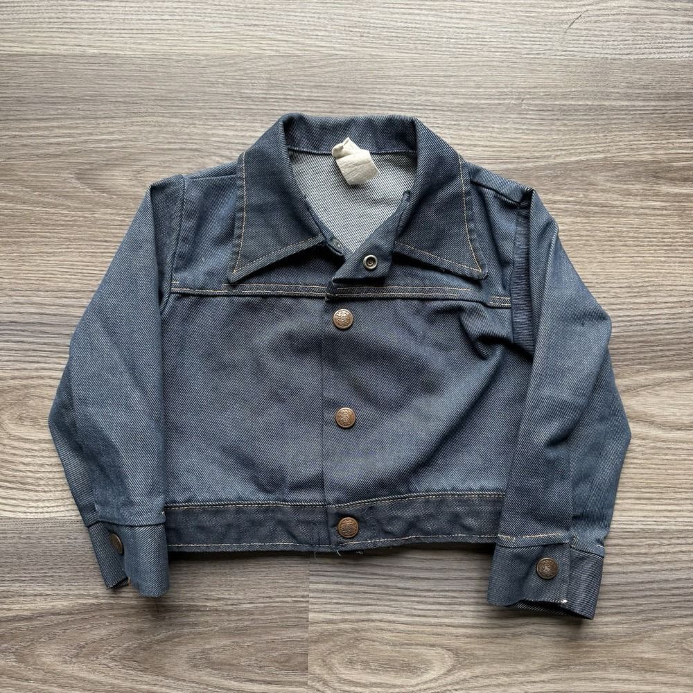 Vintage JC Penney Denim Blue Jean Jacket Kids Youth Size 3T Trucker Snap Button